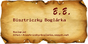 Bisztriczky Boglárka névjegykártya