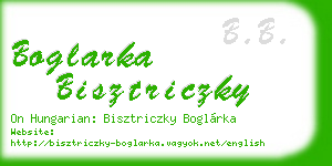 boglarka bisztriczky business card